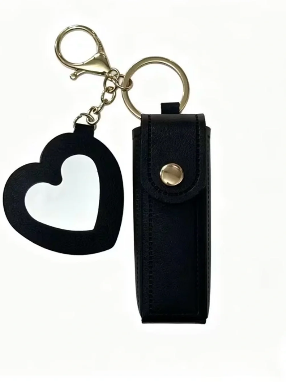 Lipstick Holder Keychain Bag Charm Heart Mirror Choose Color